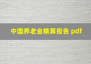 中国养老金精算报告 pdf